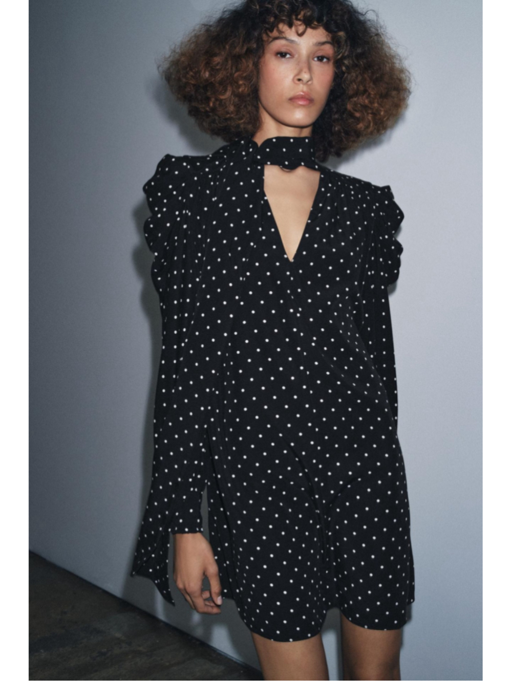 Zara Polka Dot Scarf Dress Size M
